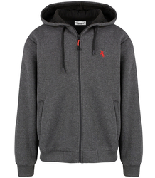 Men's warm unbuttoned hoodie single color with embroidery