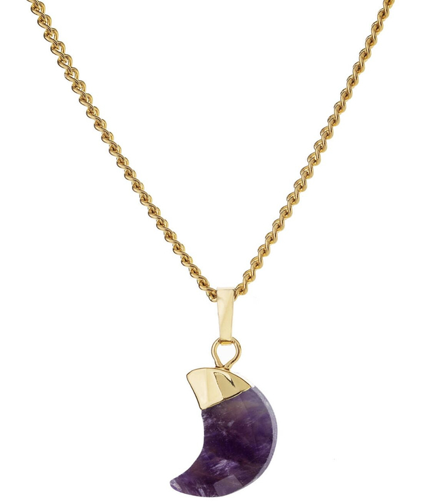 AMETHYST BOHO moon pendant necklace