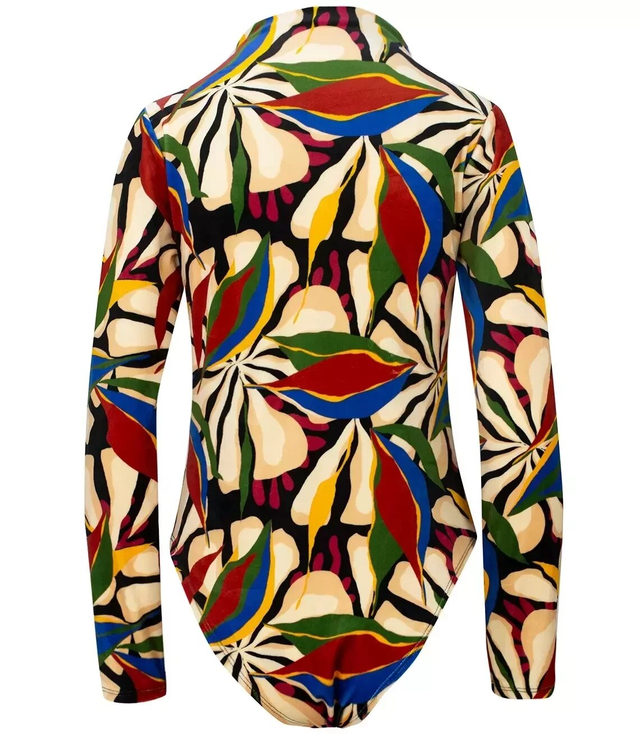 Velor body with turtleneck pattern and colorful print