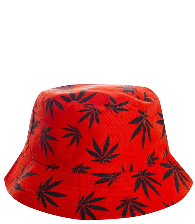 Reversible BUCKET HAT with leaves print