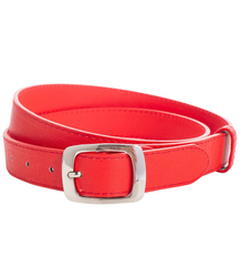 Smooth women's eco leather belt with silver buckle 3 cm