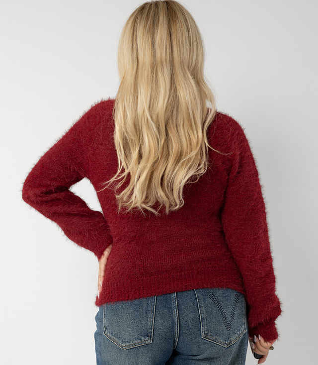 Fluffy short sweater with round neck MILA
