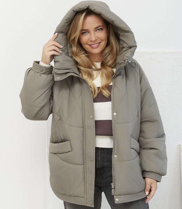 Women's quilted winter jacket with hood KORNELIA