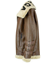 Women's sheepskin jacket, biker jacket, warm eco-leather IZA