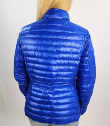 Short transitional quilted jacket with a stand-up collar