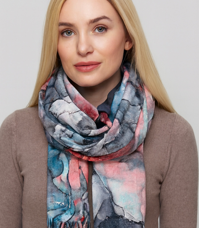 Shawl Scarf tassel warm floral soft smooth 180x70 cm