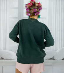 Krótki kardigan sweter rozpinany z puszystej dzianiny "COCO CHIC"