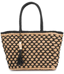 Large basket, summer bag, soft woven handbag with tassel