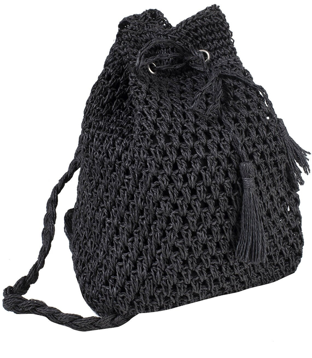 Duża okrągła torba plażowa słomkowa ażur