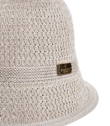 Braided straw hat BUCKET HAT with a decorative plate