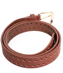 Women's eco leather belt with decorative holes 3 cm