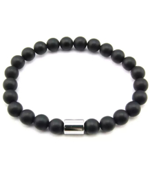 Bransoletka męska onyks matowy kule 8 mm pudełko