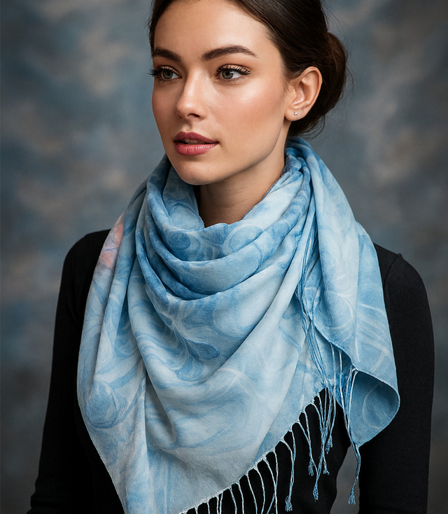 Women's scarf with floral pattern 100x100