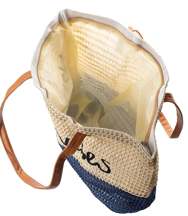 Mega duża letnia torba plażowa plecionka z napisem