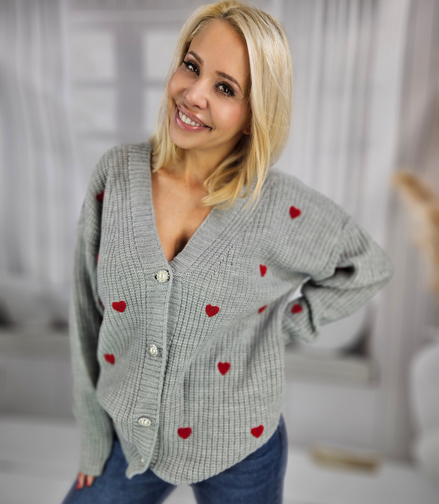 Warm and cozy women's sweater with hearts for autumn SUMMER