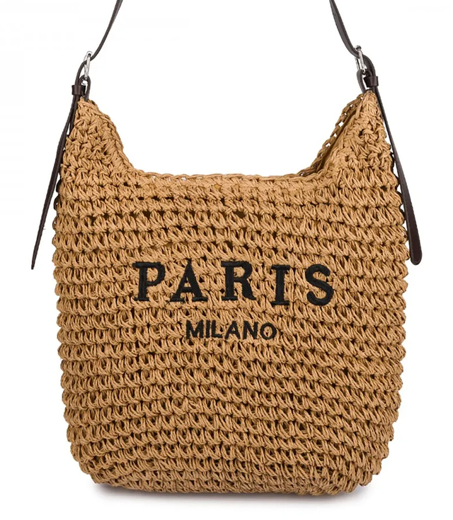 PARIS MILANO braided handbag with eco leather strap