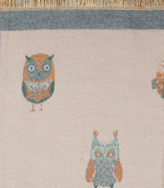 Warm double sided scarf owls knitted fabric