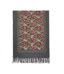 Women's folklore scarf with flower motif and tassels