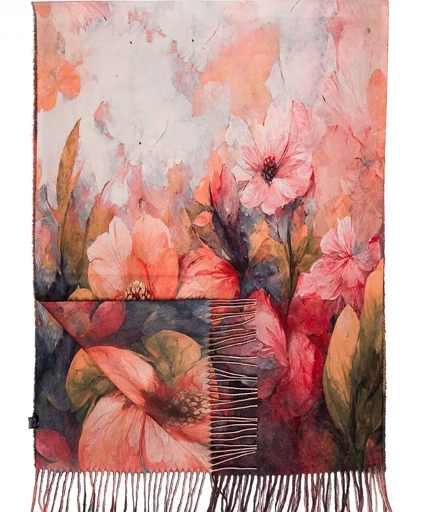 Square shawl scarf for women with tassels AGRAFKA