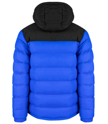 Warm men's quilted winter jacket with hood 
