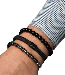 Set of men's bracelets natural stone