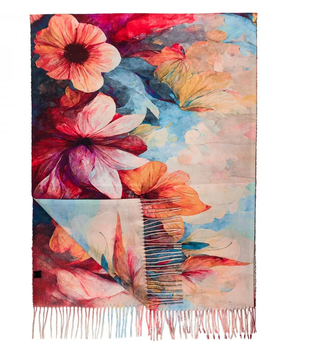 Square shawl scarf for women with tassels AGRAFKA