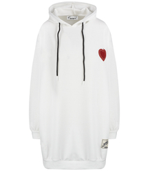 Long oversize dress sweatshirt with hood and heart patch LILLY