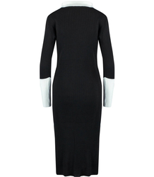 Elegant ribbed dress with a LILA collar