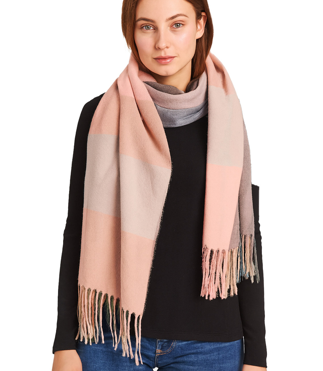 Women's checkered fringed scarf 190x80