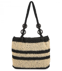 Boho raffia handbag with adjustable, thicker strap