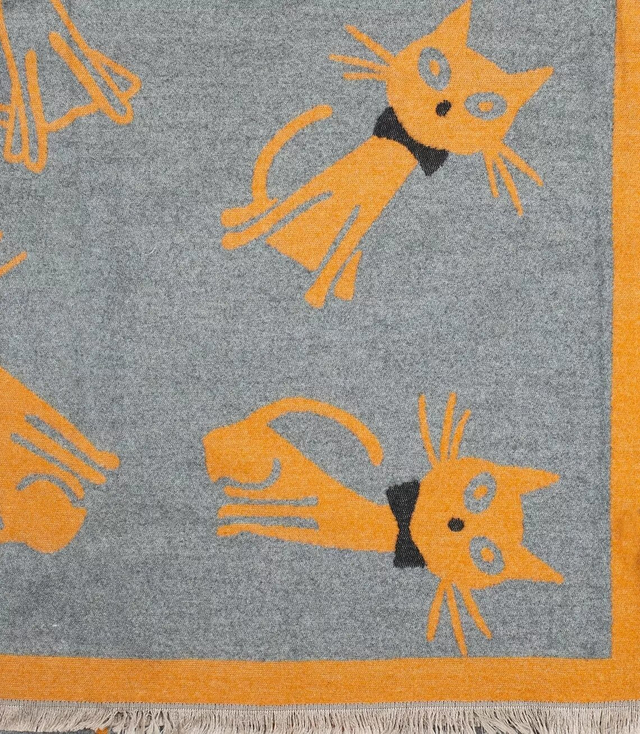 Warm shawl scarf cats cats double sided knitted fabric