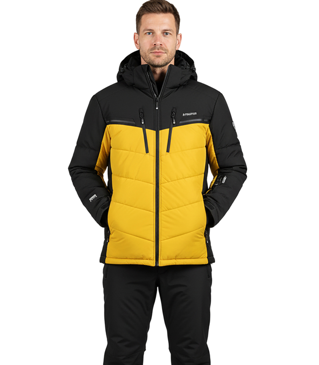Men's quilted jacket with hood winter two-tone jacket