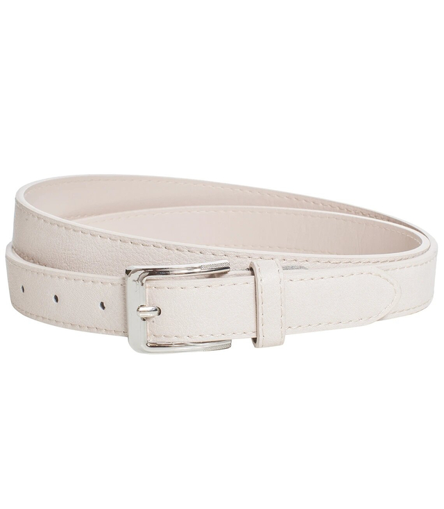 Smooth women's eco leather belt with silver buckle 2.3 cm