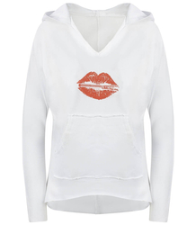 Interesting sweatshirt TUNIC WITH LIPS Asymmetric