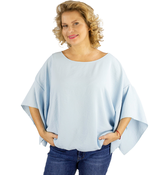 Airy blouse butterfly sleeves slits elegant loose oversize