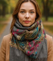 Women's scarf with floral ornament stylish