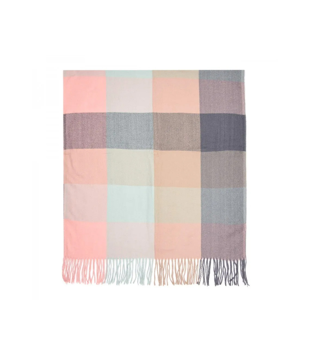 Women's checkered fringed scarf 190x80