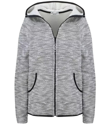 Fleece sweatshirt with a warm hood and fleece hem