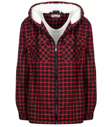 Fur lined plaid shirt jacket