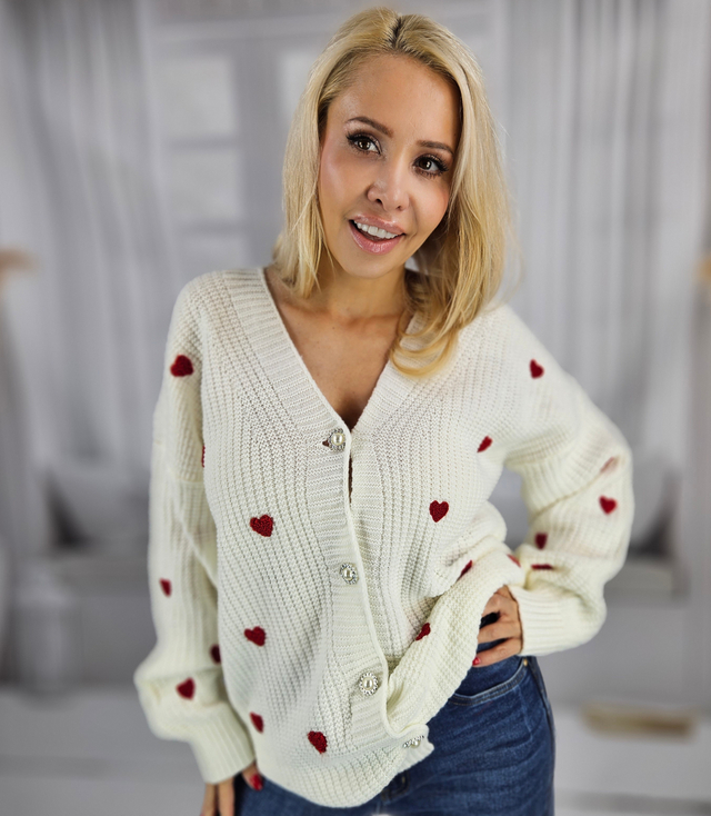 Warm and cozy women's sweater with hearts for autumn SUMMER