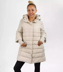 Warm quilted jacket with a drawstring hood and sleeves