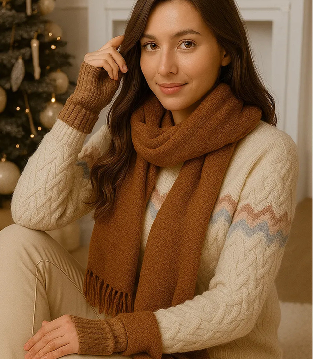 Gładki elegancki szal z frędzlami dwustronny 180x70