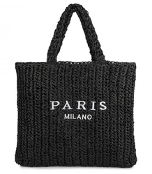 Large plaid shoper bag zippered with PARIS lettering