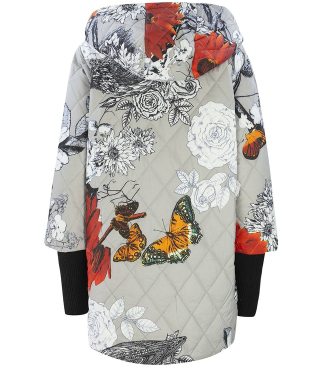 Asymmetric transitional JACKET FLOWERS print