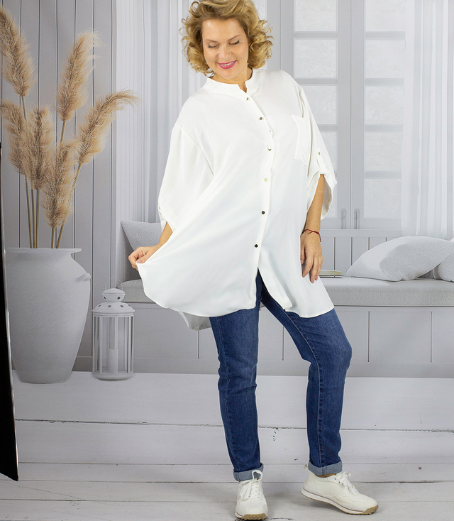 Elegancka koszula bluzka oversize ze stójką ANNA