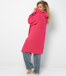 Cardigan Long Chunky Braid Wool Sweater