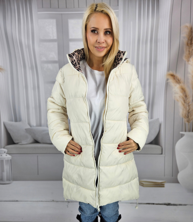 Long, reversible transitional jacket with a hood, warm MIA