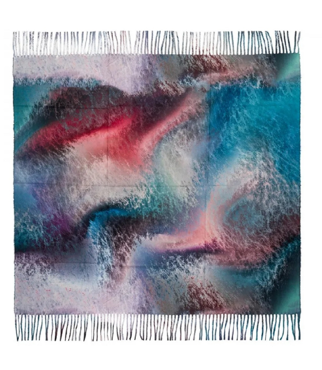 Modna wielokolorowa chusta szal szalik z frędzlami