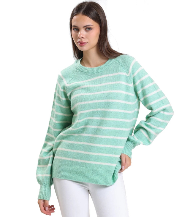 Warm women's fashionable striped sweater ANNA