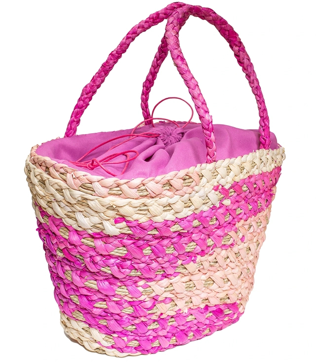 Mega large summer bag braided basket with lining